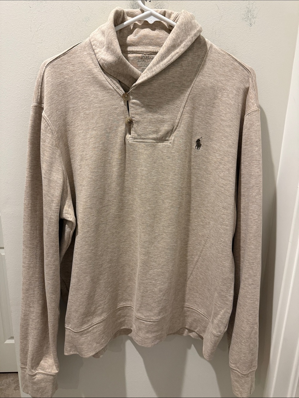 Polo by Ralph Lauren Beige Shawl-Collar Crewneck Sweater size Large